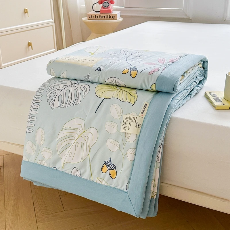 100% القطن داخل وخارج لحاف الصيف خفيفة الوزن فائقة النعومة رقيقة لحاف تكييف الهواء بطانية قطن نقية Ins