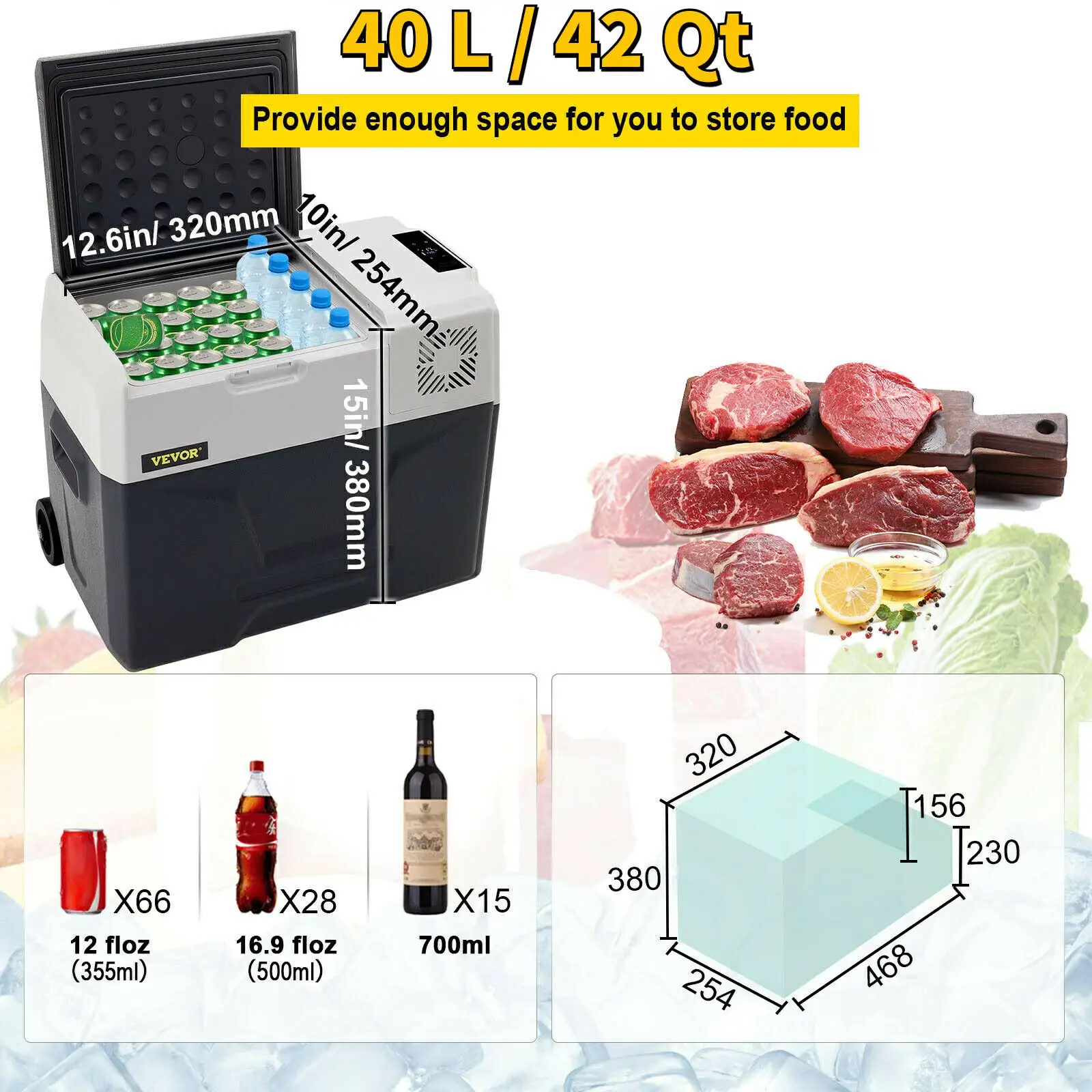 SucceBuy 30L 40L 50L Mini Autokoelkast Kleine Koelkast Vriezer Draagbare Compressor Koeler 220V voor Rijden Camping Picknick