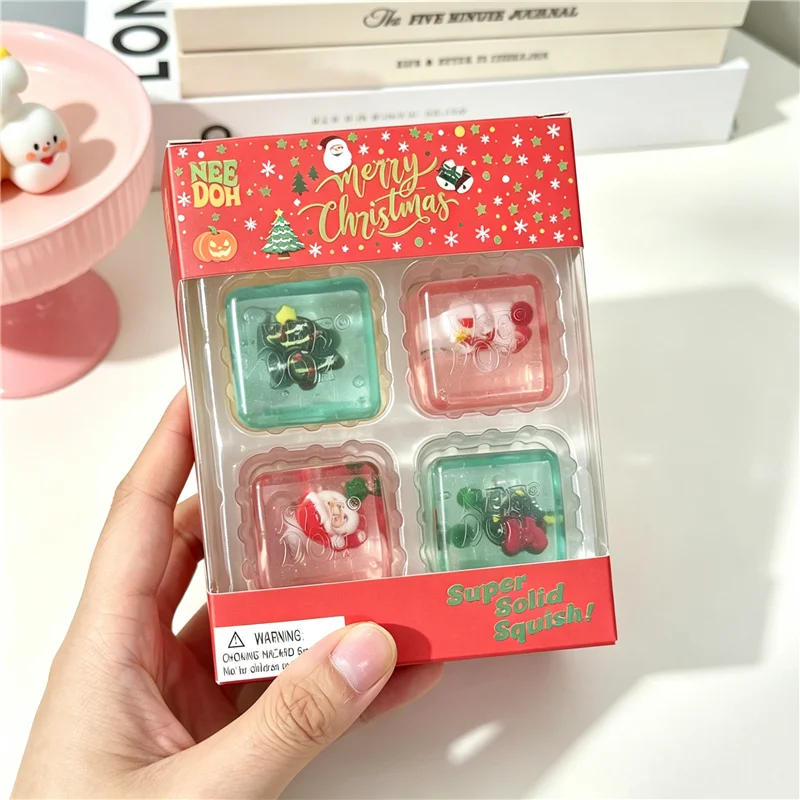 Needoh Christmas Halloween Limited Edition Mini Nice ice Cube 4Pack Fidget Toy Maltose Squish Squeeze ASMR Sensory Toy for ADHD