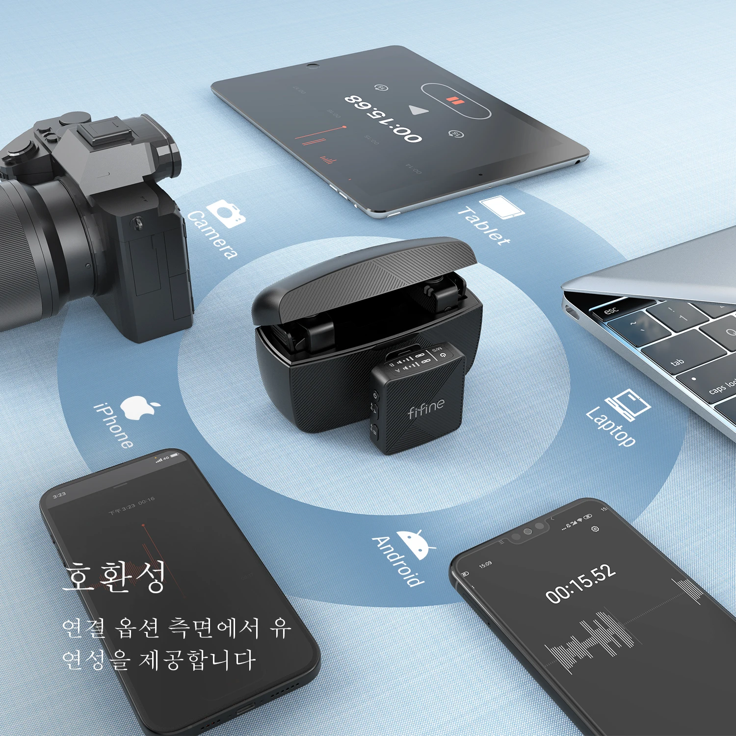 FIFINE M9 무선 라발리에 마이크, 무선 라펠 마이크 시스템, 브이로그 녹화용, 아이... - 5
