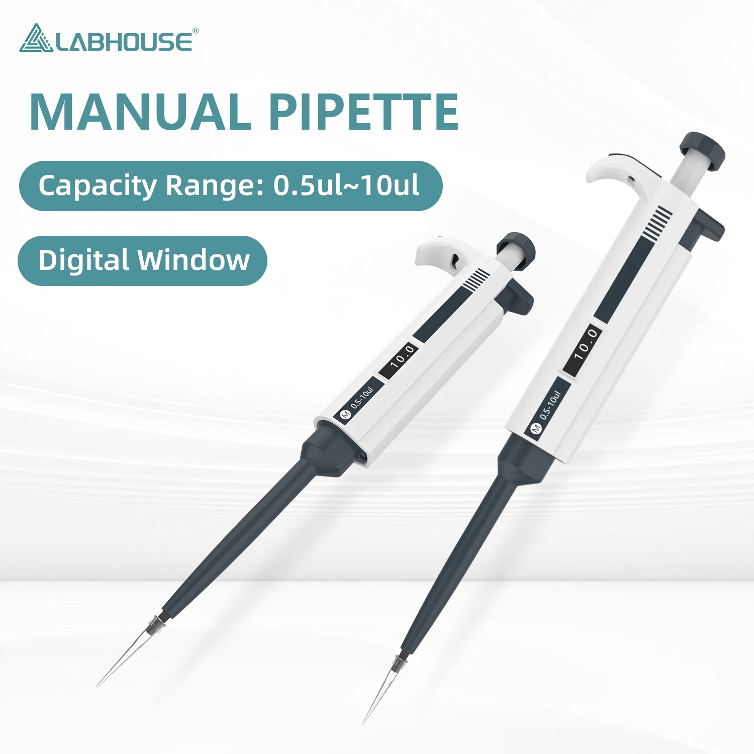 LABHOUSE M10 Laboratory Micropipette, 0.5-10μL Volume Range, Single Channel, High Precision, Manual Volume Adjustment