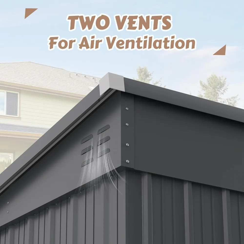 

Сарай для хранения на открытом воздухе 6x10 футов, оцинкованный металлический сарай-хозблок с запираемой дверью и вентиляционными отверстиями для сада, патио, на заказ