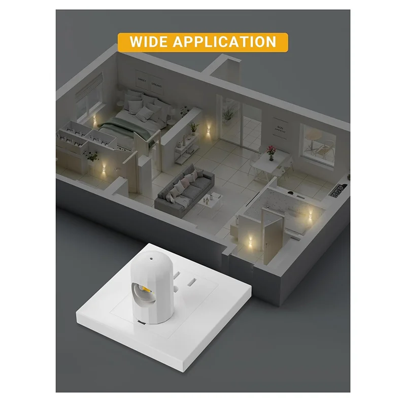 AT19-Plug-In LED Wall Outlet Light 6-Pack Dusk-To-Dawn Night Light Ambient Lighting For Bedroom, Hallway