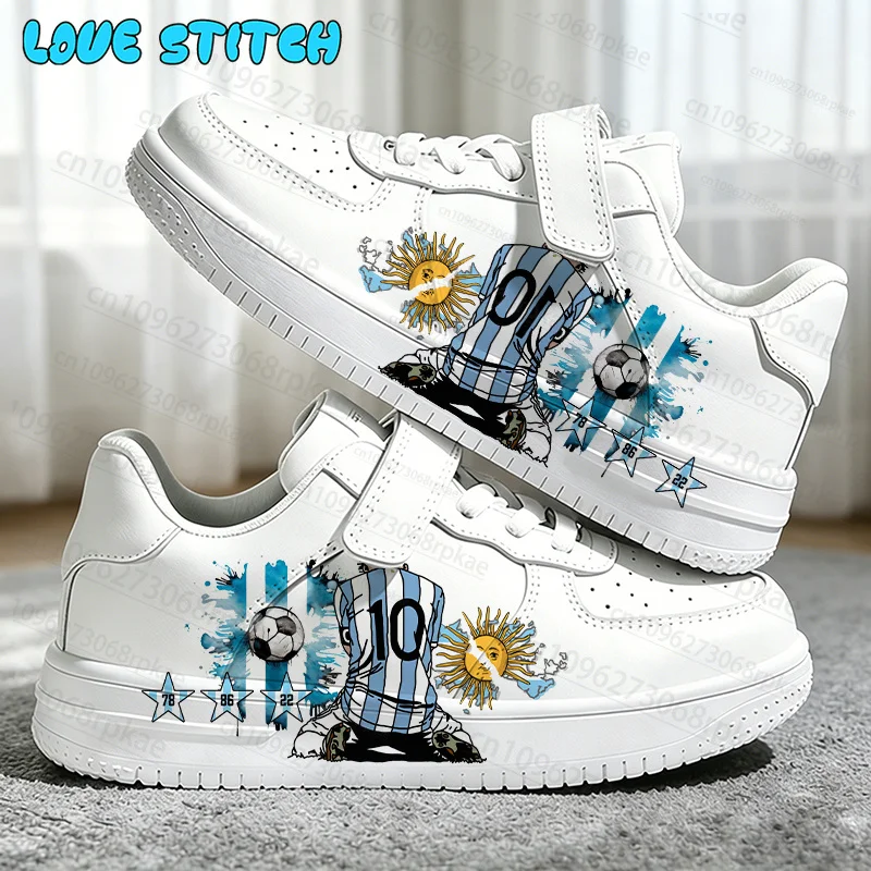 Boys Girls World Football Matches Parent Child Shoes 10 GOAT Argentina Interest Print Shoes 7-18 Year Old Walking Shoes Gift