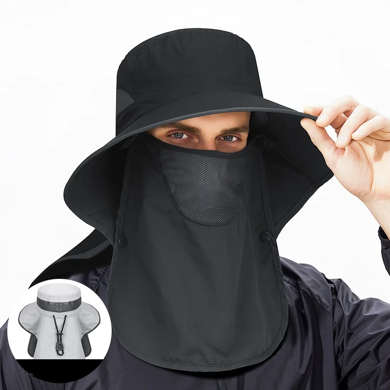 

Face Mask Integrated Detachable Sunshade Cap Summer Outdoor Fishing Mountaineering Jungle Fisherman Hat Quick Drying Hat Shawl