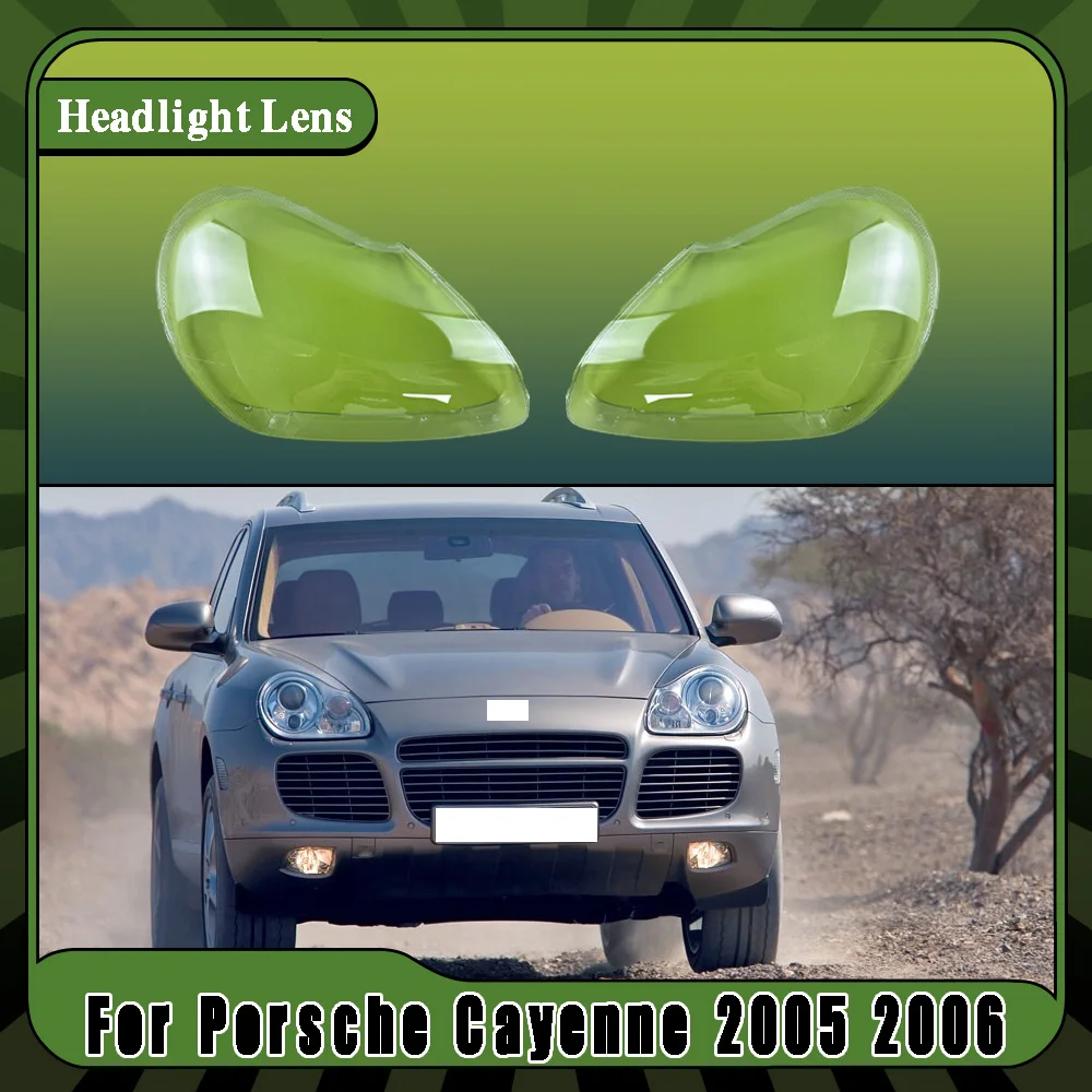 Car Front Headlight Lens Cover Transparent Headlights Cover Lampshade Car Accessories Replacement For Porsche Cayenne 2005 2006