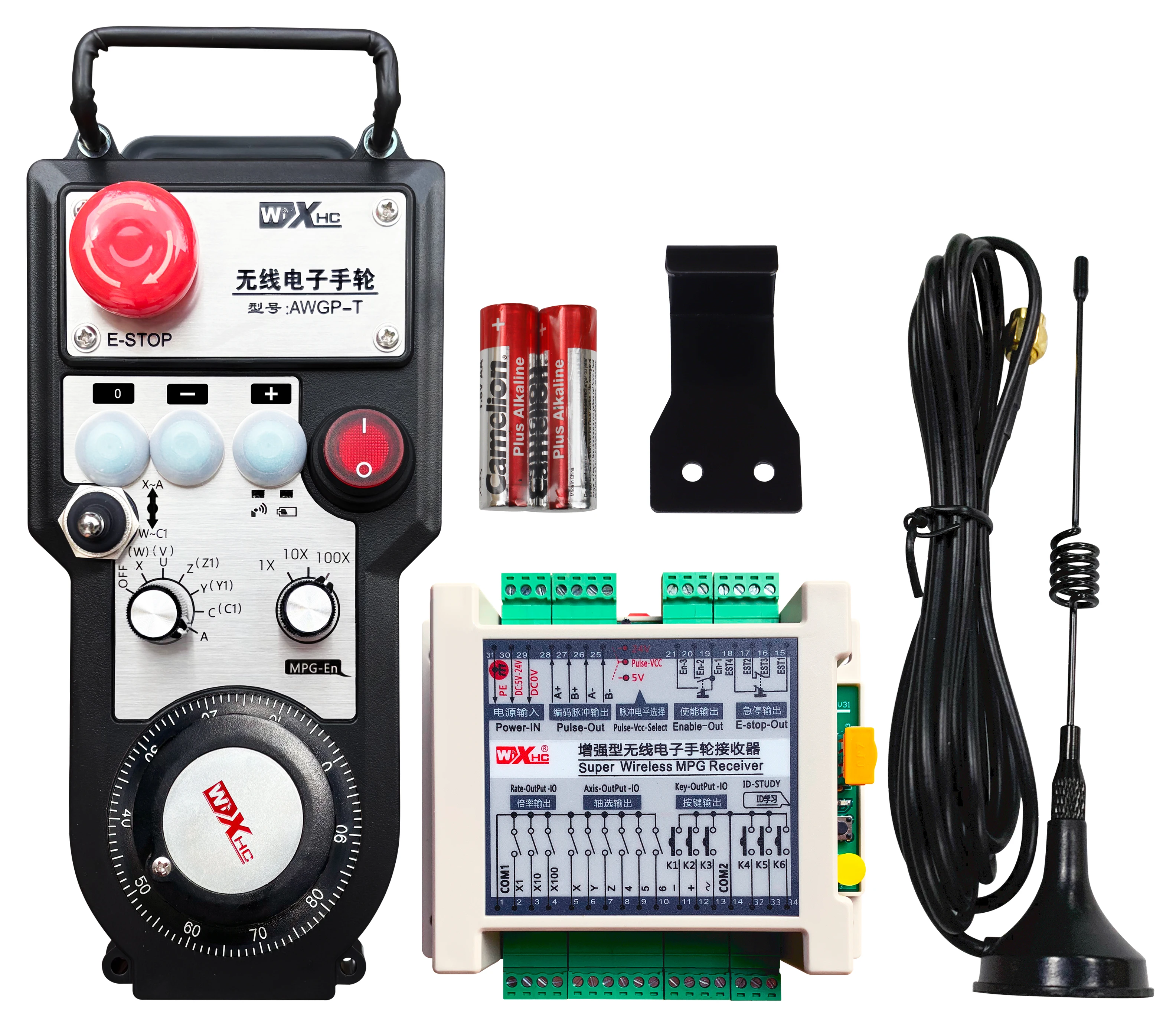 

WiXHC ATWGP Wireless CNC Remote Control 7-Axis MPG Pendant with E-Stop for CNC Machining Centre Various CNC Systems Compatible