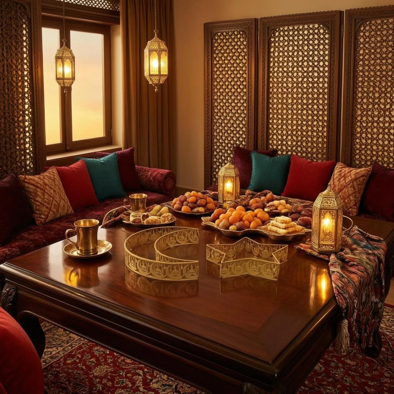 2 Pieces Perforated Metal Tray Set Hollow-Sided Crescent Moon Tray Crescent Moon Platter Golden Tableware Easy to Clean