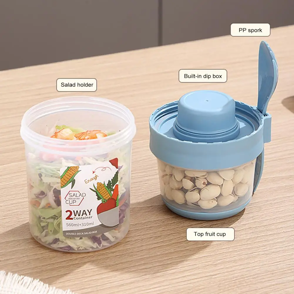 Portable Salad Container Cup Portable Salad Cup with Fork Dressing Holder for On-the-go Meals Bpa-free for Lunch