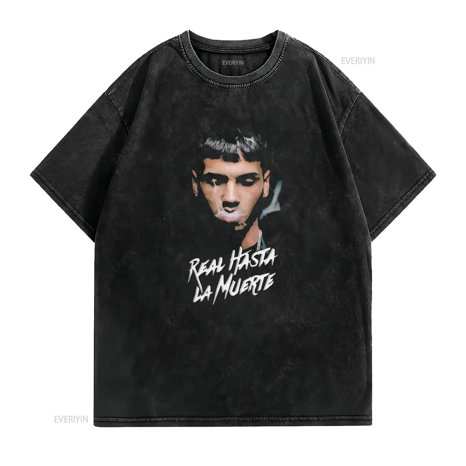 New Anuel AA Real Hasta La Muerte T Shirt Black Size S 3XL For Fans vintage Washed Versatile Breathable Casual Slightly