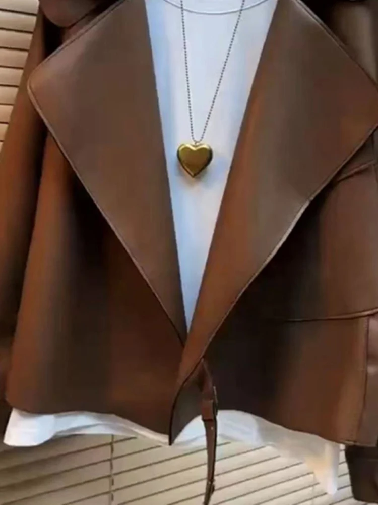 Autunno/Inverno Nuovo Prodotto Stile Moda Donna Edizione coreana Giacca in pelle dimagrante e copertura della pelle allentata di grandi dimensioni