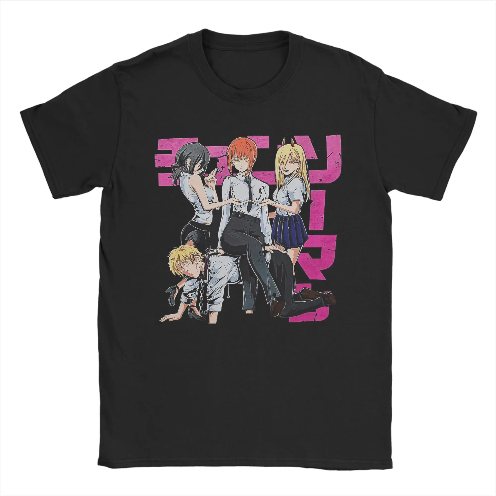 Oversized T-Shirt Summer Chainsaw Japanese Anime Trendy Cool T-Shirts Cotton Tee Shirt Mens Awesome Wholesale Short Sleeve Tops