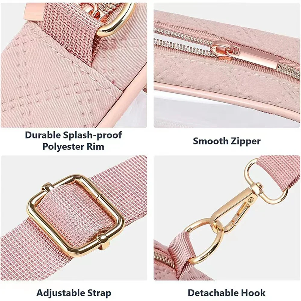 Transparente PVC Umhängetasche Damen Gelee quadratische Schulter Umhängetasche wasserdichte Kosmetik tasche weibliche Telefon Geldbörse für die Reise – Detail 4
