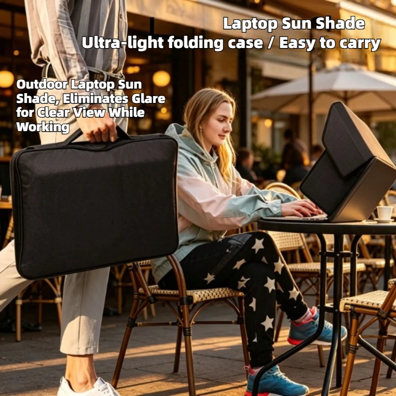 Foldable Portable Laptop Sunshade Privacy Cover Anti Glare Protective Sleeve For Outdoor Travel Notebook Accessories