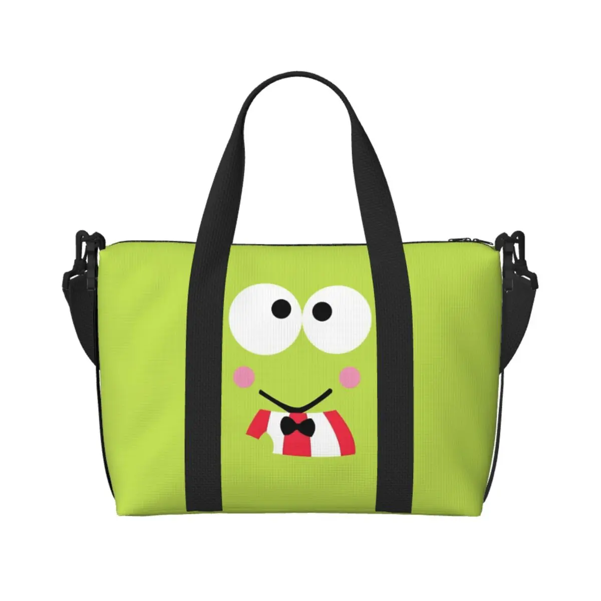 مخصص Keroppi الكرتون حمل حقيبة المرأة سعة كبيرة رائعتين الأخضر الضفدع شاطئ رياضة الكتف حقيبة سفر