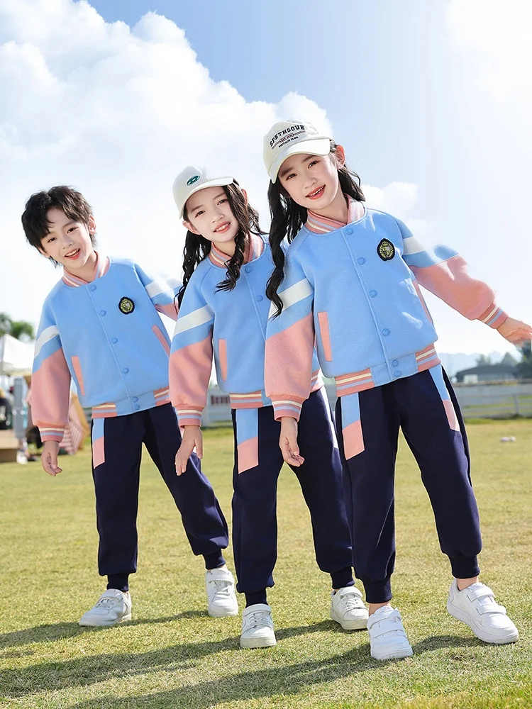 

Комплект школьной формы для учащихся начальных классов и детских садов: спортивная одежда из хлопка с длинным рукавом для весны и осени, повседневный стиль