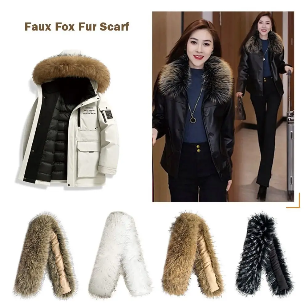

Trim Long Scarf Faux Fox Fur Scarf Warm Thickened Lengthened Scarf Fur Collar Windproof Faux Fur Mink-Style Fur Winter Season