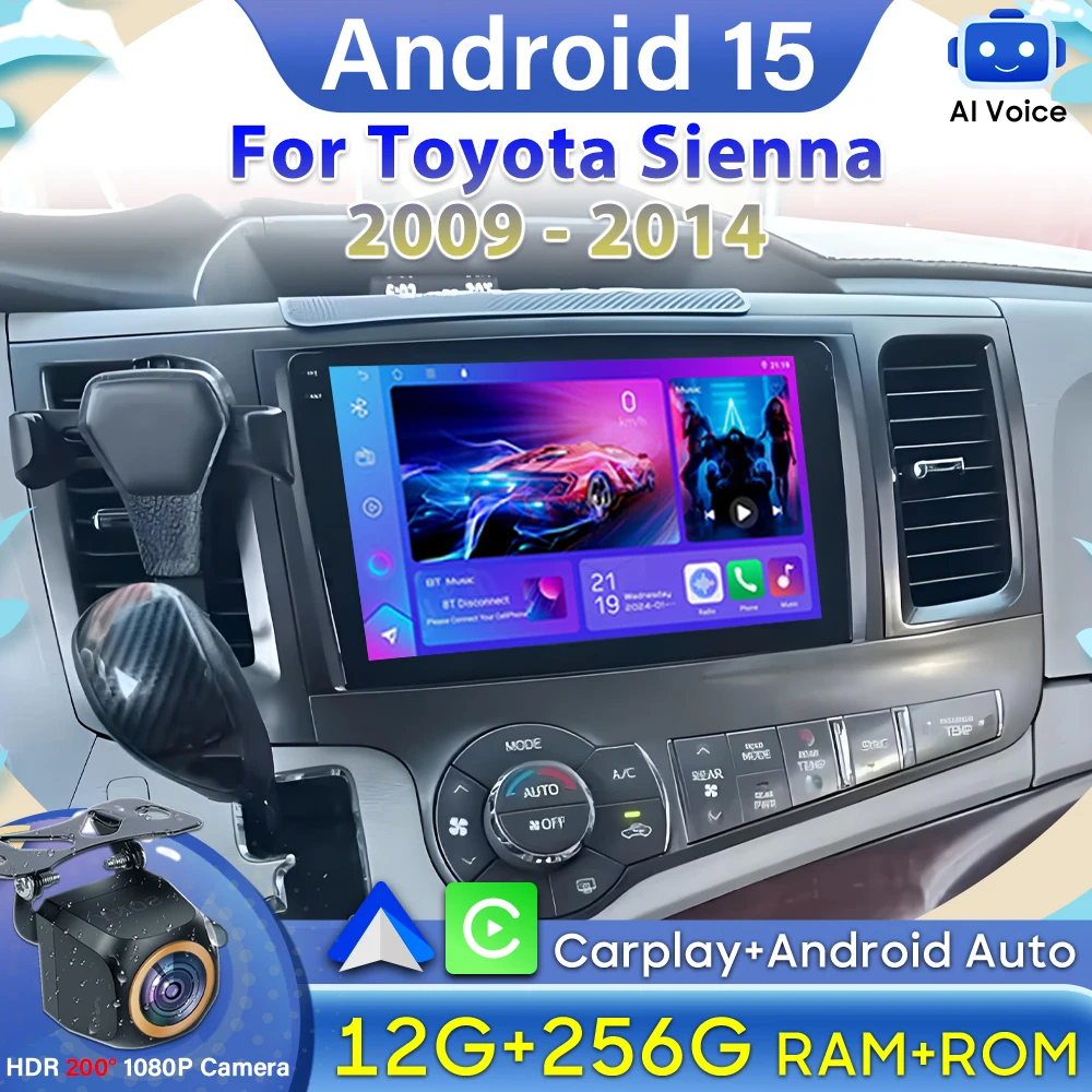 

Android Auto Carplay For Toyota Sienna 2009 2010 2011 2012 2013 2014 GPS Navigation Car Radio Video Stereo Car Monitor No 2din