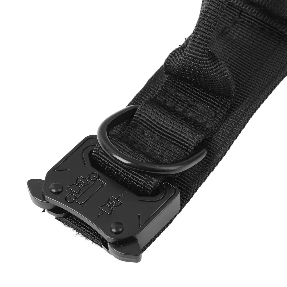 Thick Nylon Webbing Dog Strap Metal Quick Buckle Wide Adjustable Band Training Neck Band Neutral Solid Built-in Hand Grip