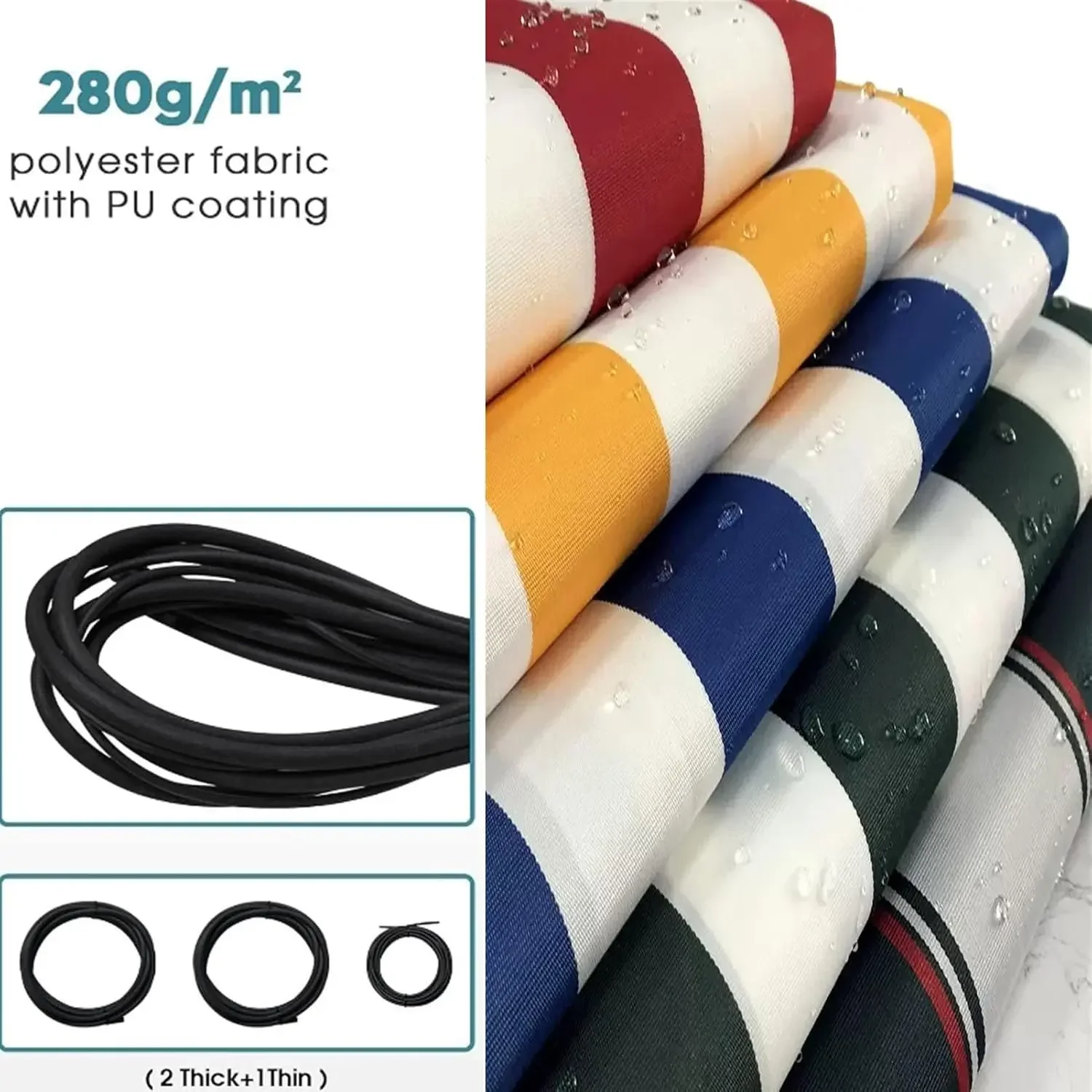 Telescopic Canopy Awning Top Fabric(Fabric Only)， 100% Polyester Water-Resistant Fabric， Exterior Replacement Canopy for Deck Po