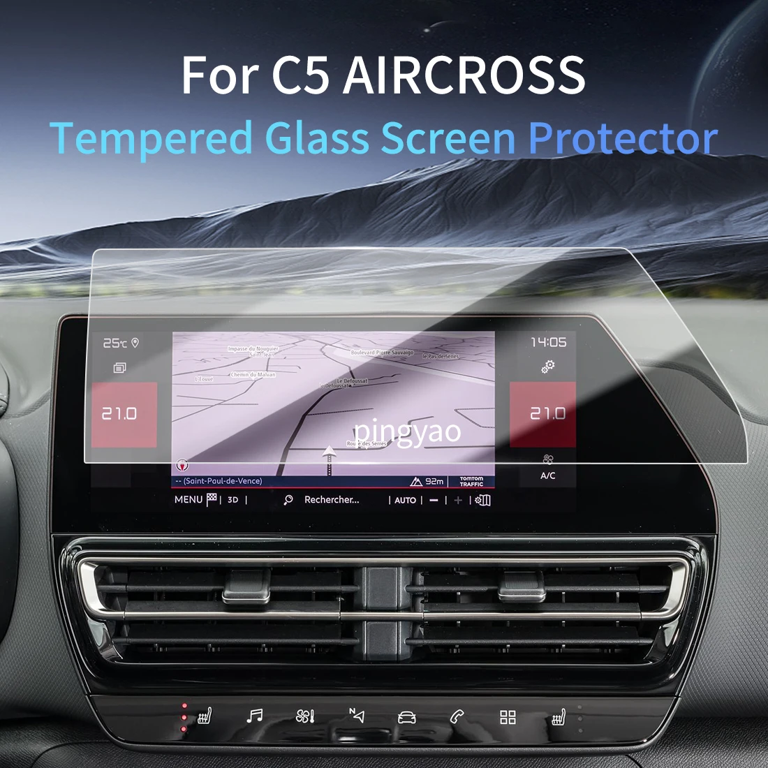 Car Sticker Screen Protector Navigation Display Tempered Glass Protective Film Car Vehicle For24 Dongfeng Citroen C5 AIRCROSS