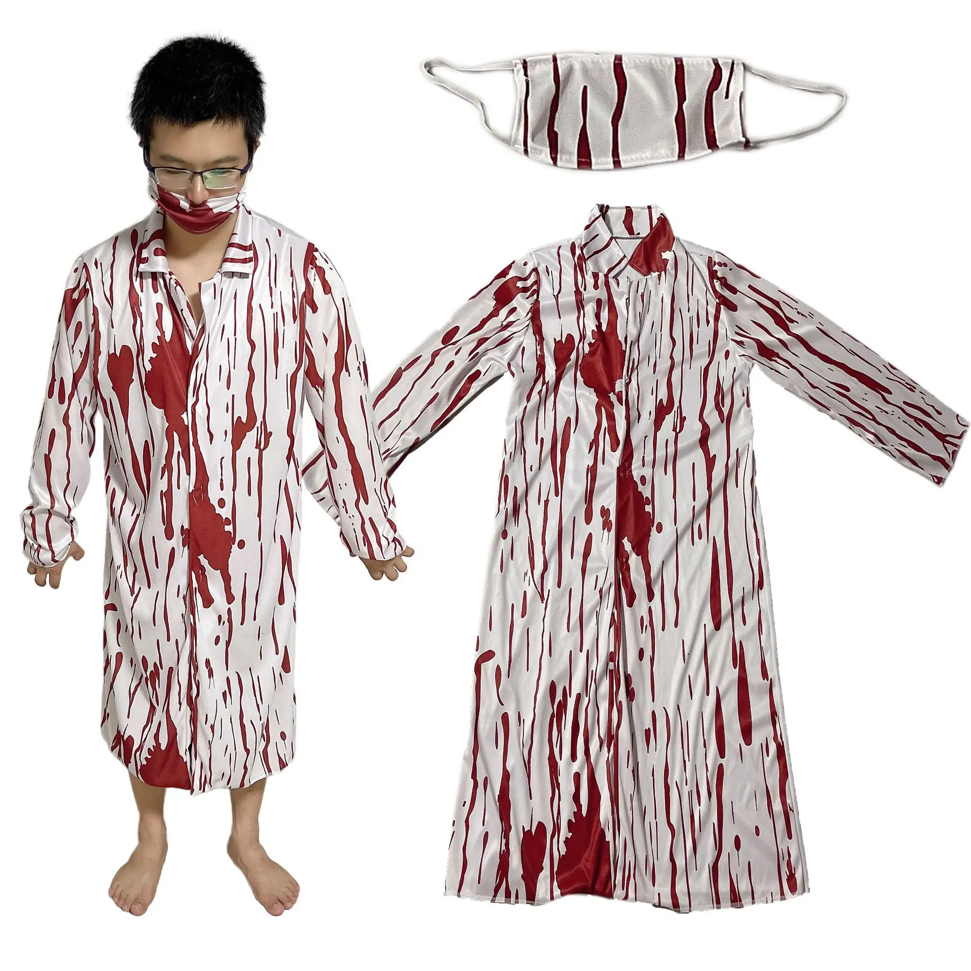 Cosplay Adult Party Costume Horror Doctor Costume with Blood Doctor Costume Gory Nurse Costume Halloween Party Props