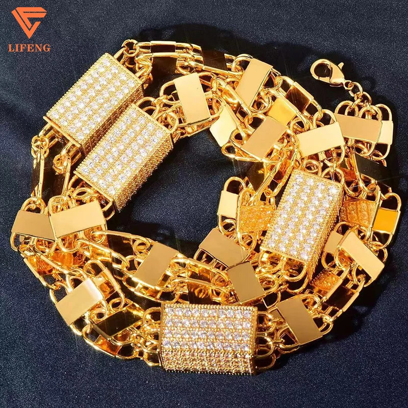 2023 New Arrival Fashion Jewelry Popular S925 High Quality Hand Setting Iced Out Vvs Moissanite Hiphop Cuban Chain Mens Necklace