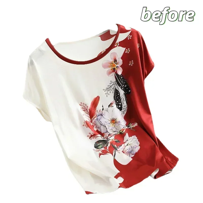 Casual Short sleeve Women Silk Satin Blouses Fashion Batwing sleeve Vintage Print Floral Blouse Ladies Tops