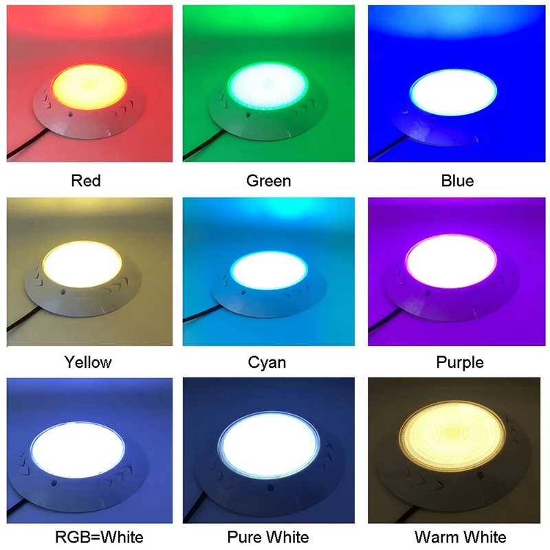 Imagem -04 - Resina Epóxi Led Luzes de Piscina Ac12v Lâmpadas Subaquáticas Planas Ip68 Rgb Luzes Led Iluminação Colorida à Prova Dágua de Alta Qualidade