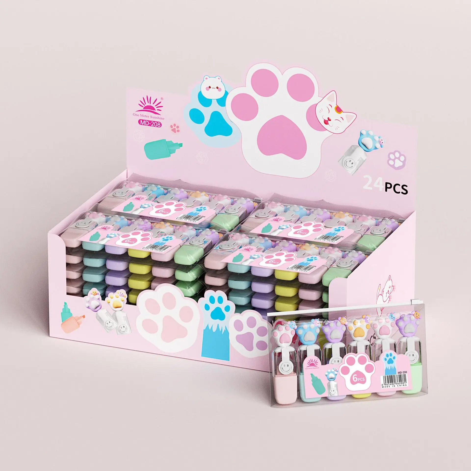 36pcs Sanrio 6color Highlighters Kawaii My Melody Kuromi School Office Stationery Student Drawing Supplies Mini Paint Marker Pen