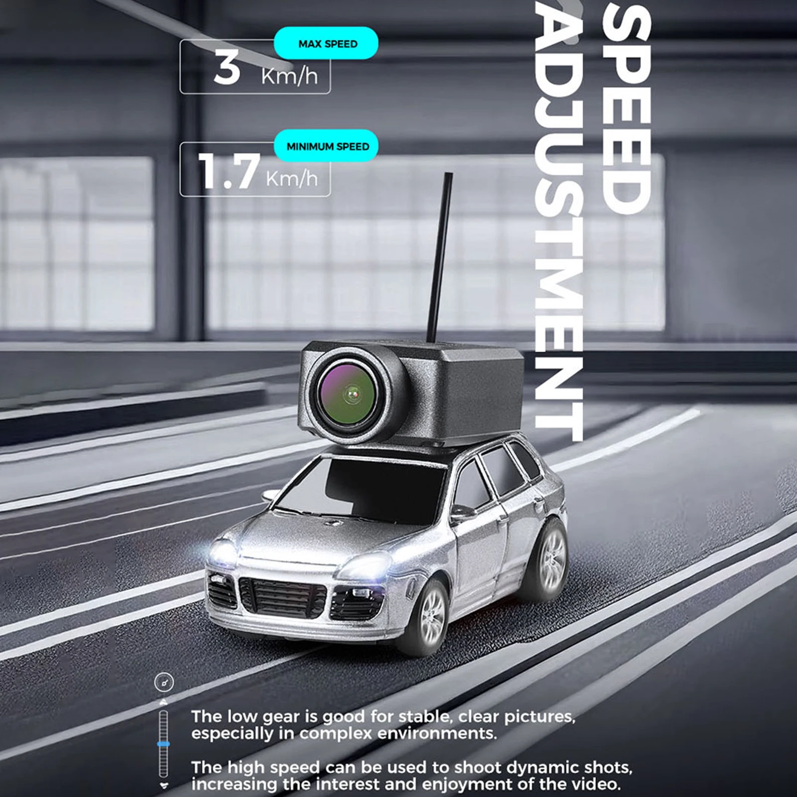 سيارة كاميرا RC صغيرة بمقياس 1:64، لعبة سيارة يتم التحكم فيها عن بعد 2.4G مع كاميرا مغناطيسية عالية الدقة، أضواء LED، لعبة ممتعة للأطفال والكبار