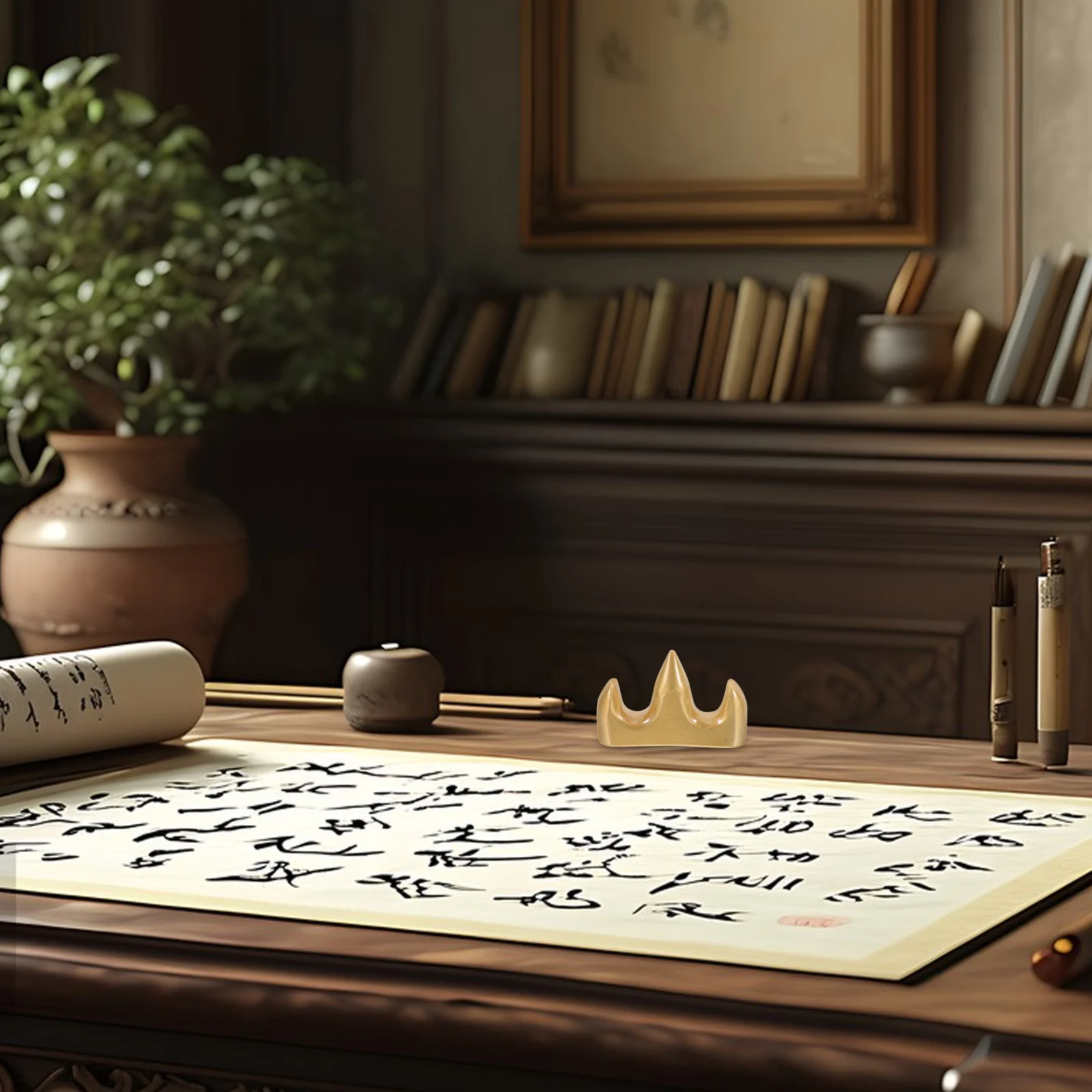 

Mountain Shape Brass Paperweight For Calligraphy Practice Artistic Desk Accessory Office Home Decor Craft Supplies Art