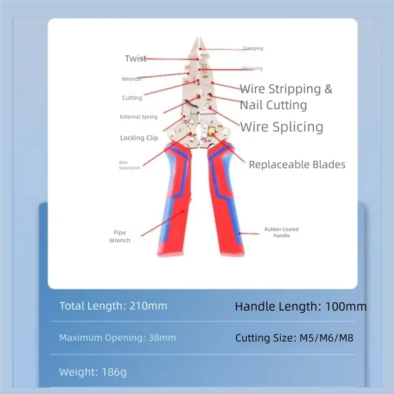 وظيفة قياس الكهرباء A64Z قادرة على، 9 في 1 متعريات الأسلاك ترقية متجرد الأسلاك متعددة الوظائف، للتجريد والعقص #2