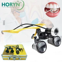 Lupa Binocular de dentista con aumento de 2,5x3,5x, lupa quirúrgica para cirugía con faro, luz LED, lámpara de lupas médicas dentales