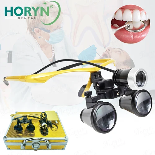Lupa Binocular de dentista con aumento de 2,5x3,5x, lupa quirúrgica para cirugía con faro, luz LED, lámpara de lupas médicas dentales