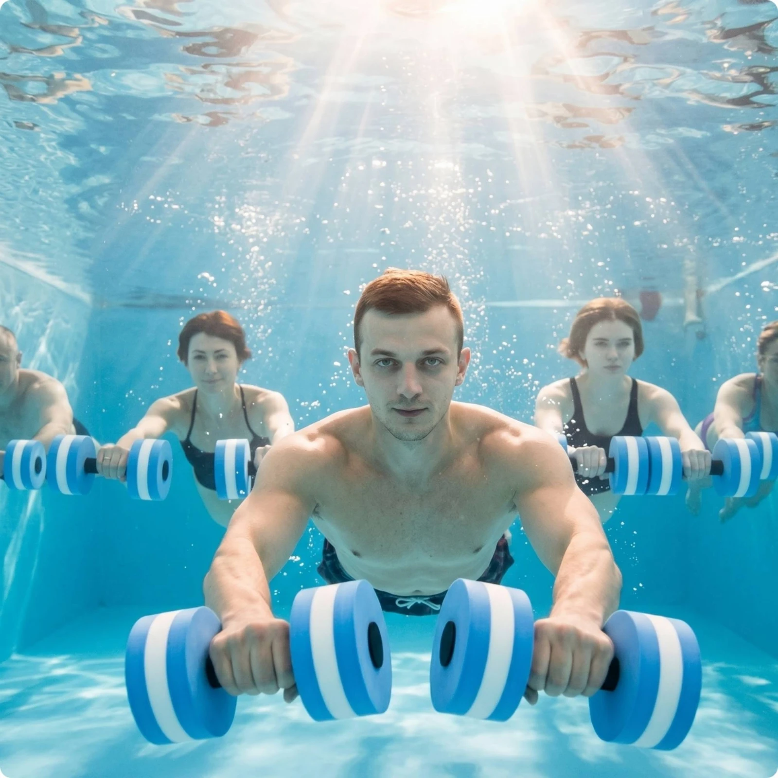 Foam Water Dumbbell Buoyant Aquatic Dumbbell with Foam Ends Water Weights with Padded Grips Lightweight Sports Equipment - view 6