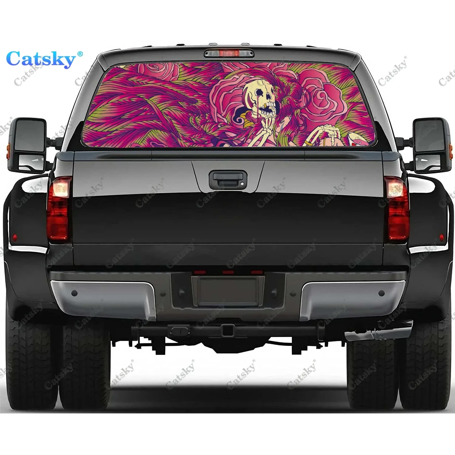 

Artistic Psychedelic Rear Window Decals for Trucks,Pickup Window Decal,Rear Window Tint Graphic Perforated Vinyl Truck Stickers