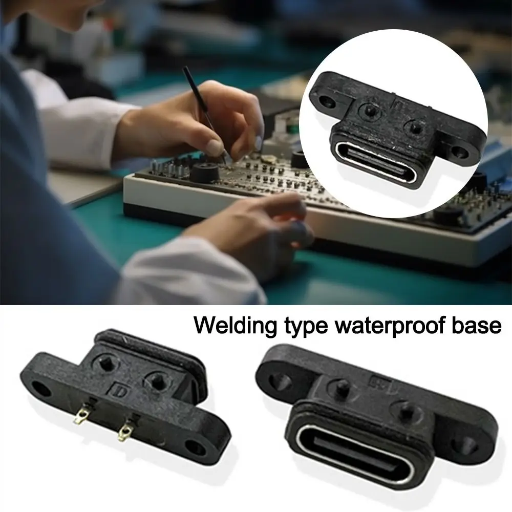 Type-C TYPE C 2Pin Female USB C Socket Port With Screw Hole 2P Waterproof Female Plug 180 Degree Waterproof