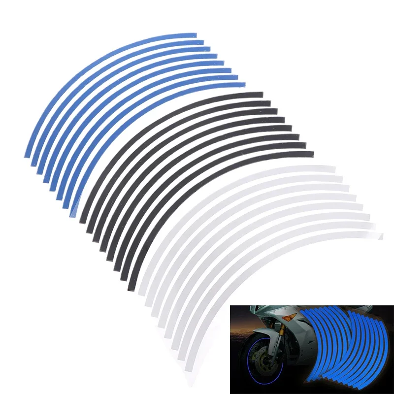 

16pcs Striped Wheel Rim Decals with Reflective Design for Bike, Car, Motorcycle Nighttime Safety