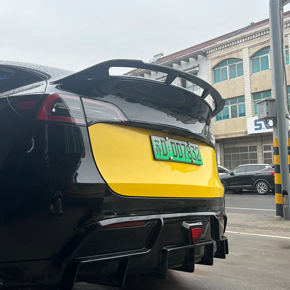 Carbon Fiber Rear Turbo Spoiler For Tesla 2023 Model Y Trunk Car Sport Wings Black Carbon Exterior 2021-2023 Tuning Accessories