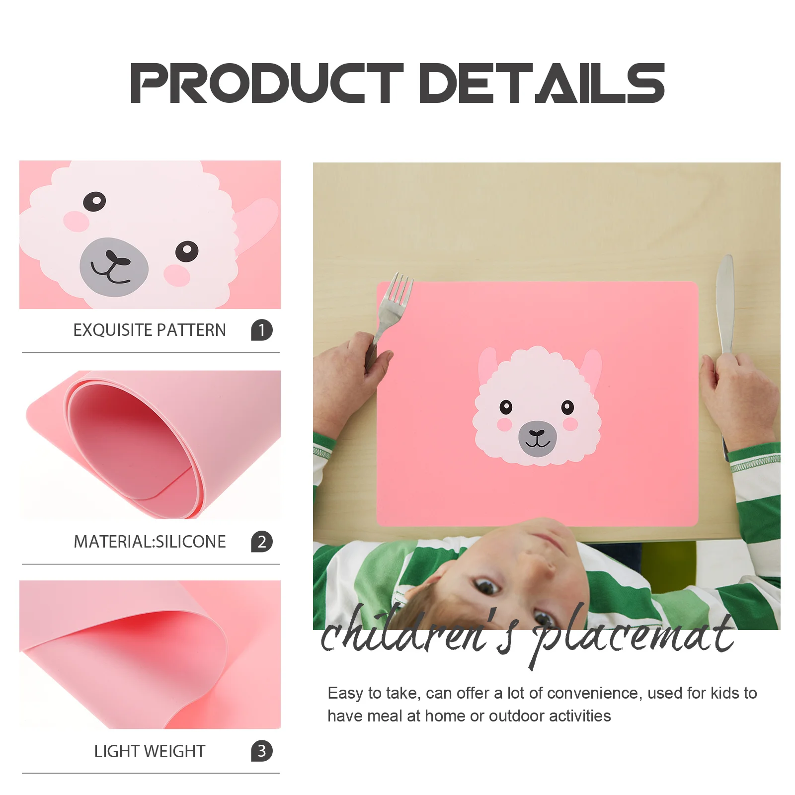 

Silicone Placemat For Kids Compact Light Non-Slip Dining Mat Graffiti Painting Pad Toddler Table Protector Cartoon Place