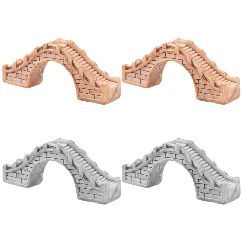 4Pcs Arch Bridge Statue Resin Garden Ornament for Micro Landscape Bonsai Fish Tank Fairy Garden Desktop Decor Small Yard