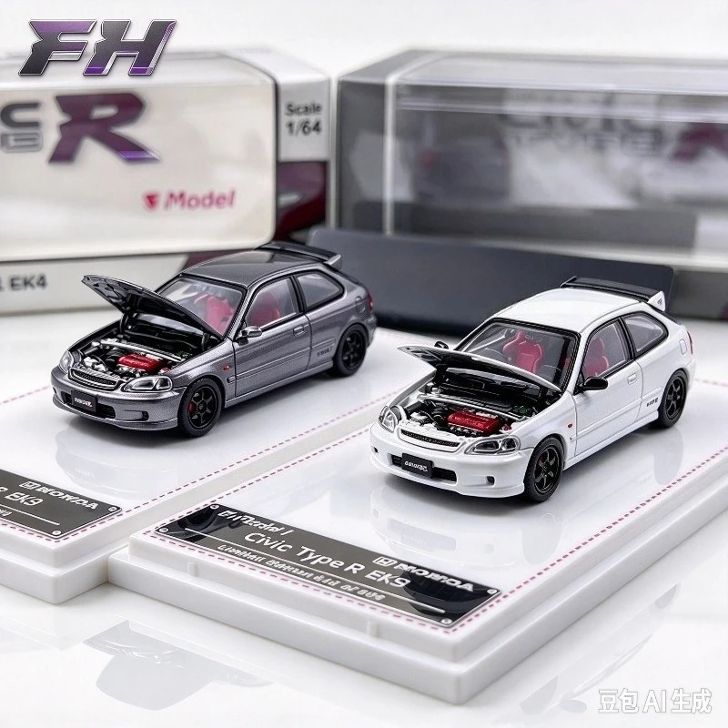 FH 1:64 Honda Civic Type-R 1st generation EK9 alloy die-casting model, small proportion ornaments A creative gift for boys.