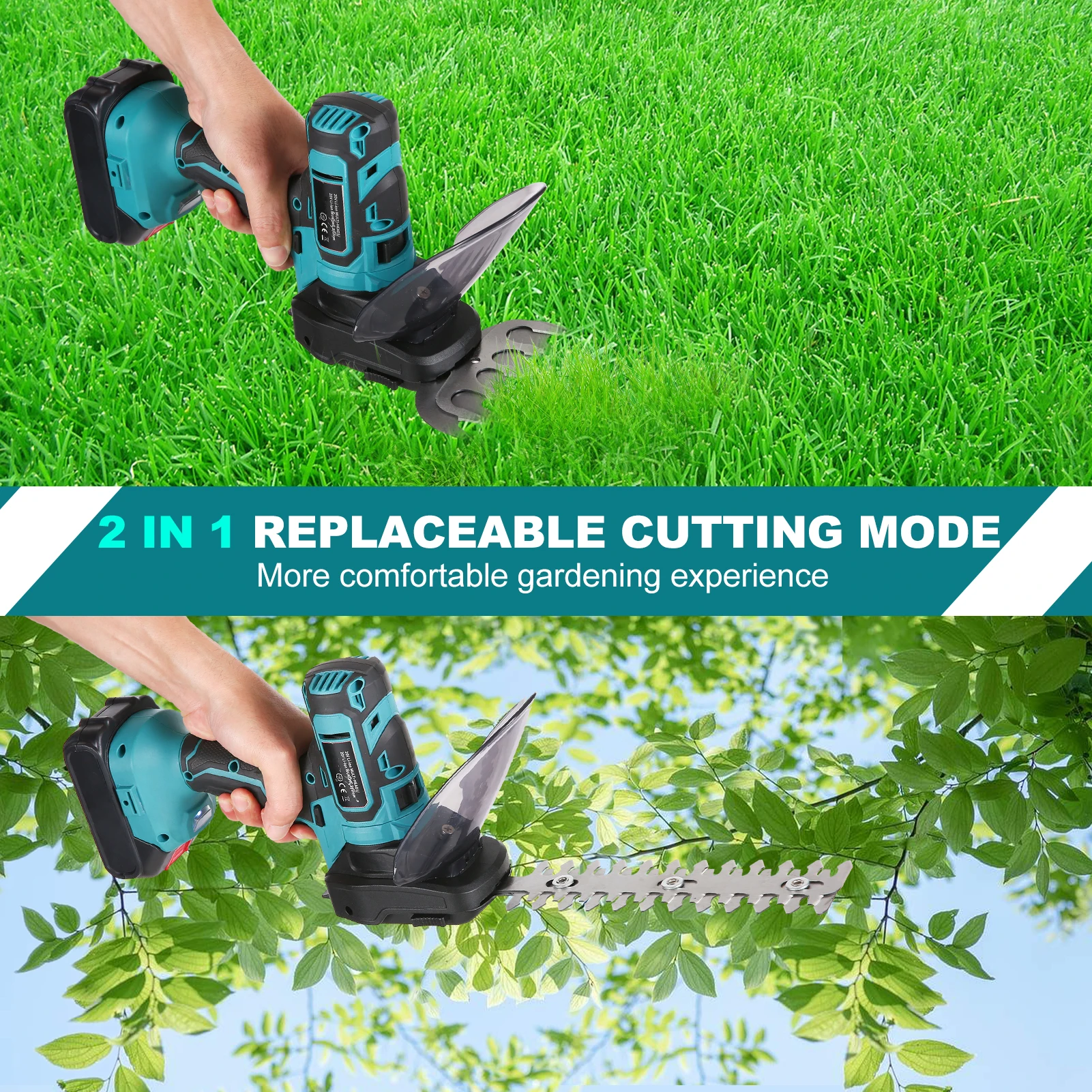 

20V Cordless Grass Shears Handheld Grass Trimmer 2 in 1 Electric Grass Clippers & Power Hedge Trimmers Cordless for Gardening
