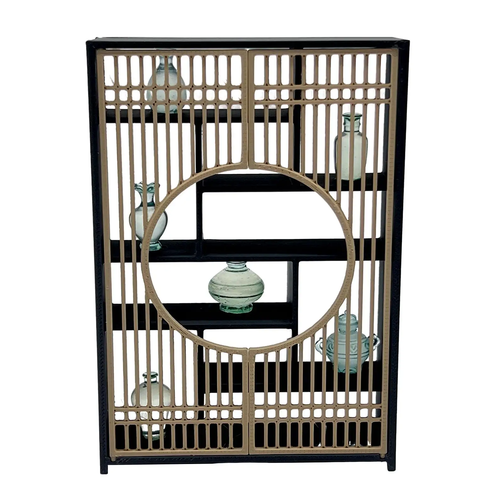 Chinese Miniature Display Cabinet Model ,1/12 ,Accessory ,Mini DIY Scene Ornament, Crafts ,Simulation Dollhouse Display Shelf