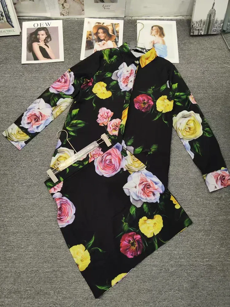 

Дизайнерская рубашка с принтом в стиле ретро, комплект из двух предметов на лето 2021, женская одежда + облегающая короткая юбка, модный комплект