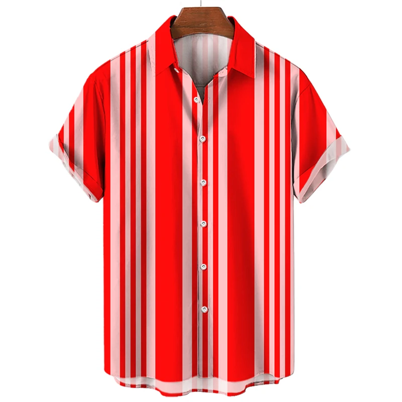 

Hawaiian Beach Casual Shirts Men's Clothing 3d Printed Rainbow Fashion Street Shirt Multiple Stripe Patterns Short Sleeve Blouse