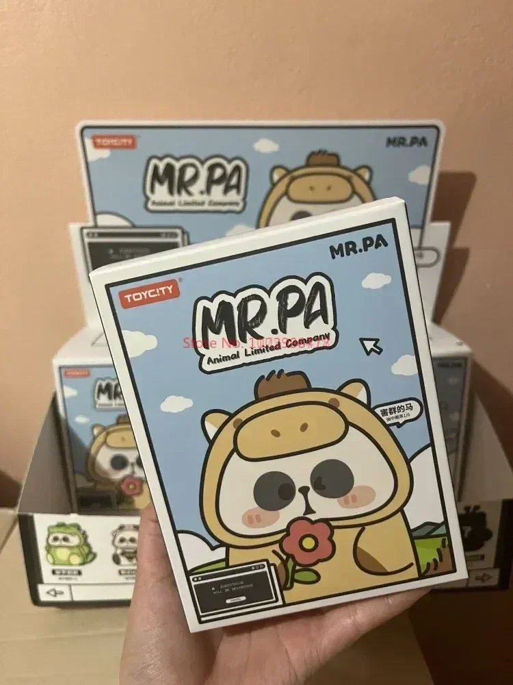 Pa animal empresa limitada série 14.5cm boneca caixa cega brinquedos figura kawaii panda boneca dos desenhos animados decoração crianças brinquedo natal aniversário presente