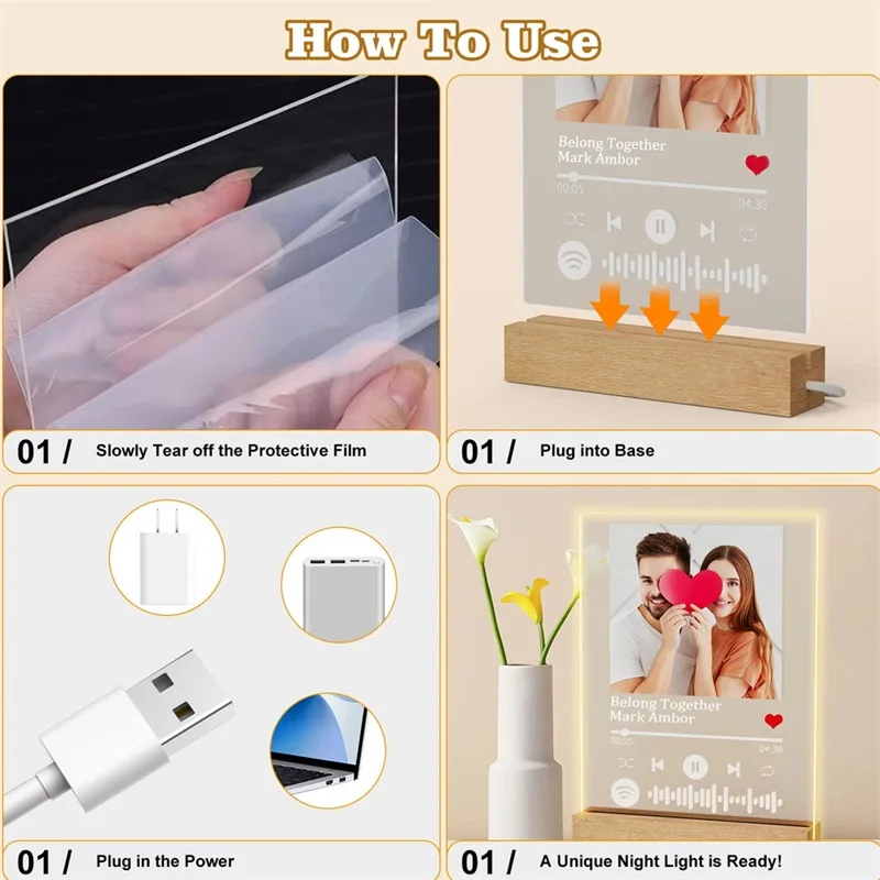 لوحة سبوتيفي هدايا صور مخصصة لوحة أغنية أكريليك مع صورة هدايا شخصية للزوجين هدايا عيد الحب المخصصة #4