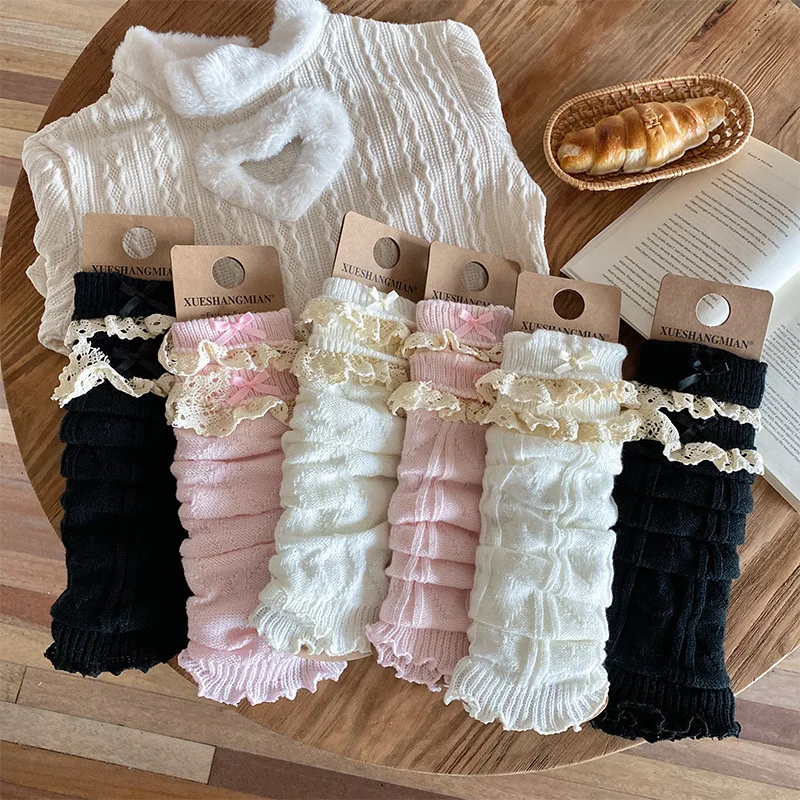 

Ladies' Stockings Japanese Lace Bow Lolita Kawaii Sweet JK Cute Verstaile Calf Socks High Quality Comfortable Socks For Girl